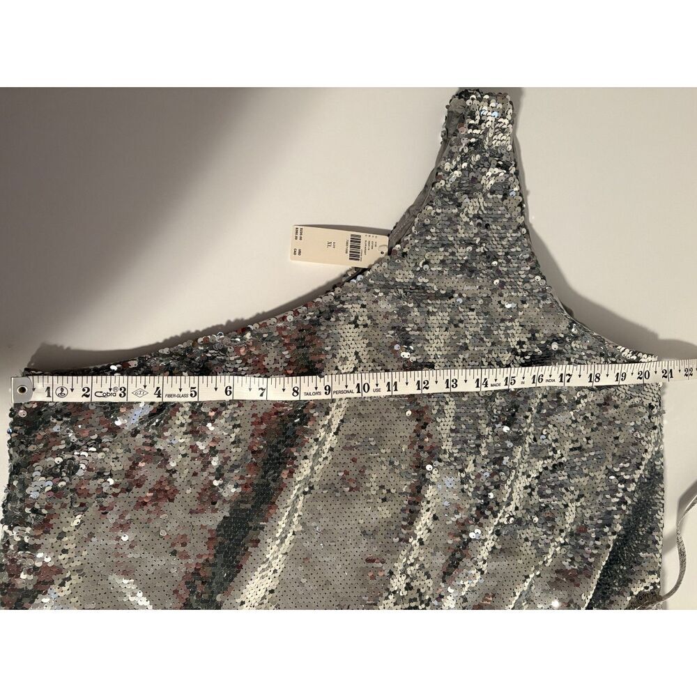 Silver Sequin One Shoulder Maxi Dress - Picture 6 of 8